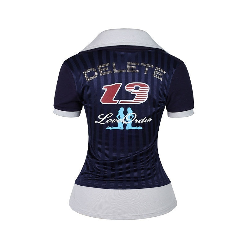 DeleteEx_Stretch_Slim_Fit_Creative_Print_Polo_Collar_Grey_Navy_Short_Sleeve_T-Shirts_MISSTT