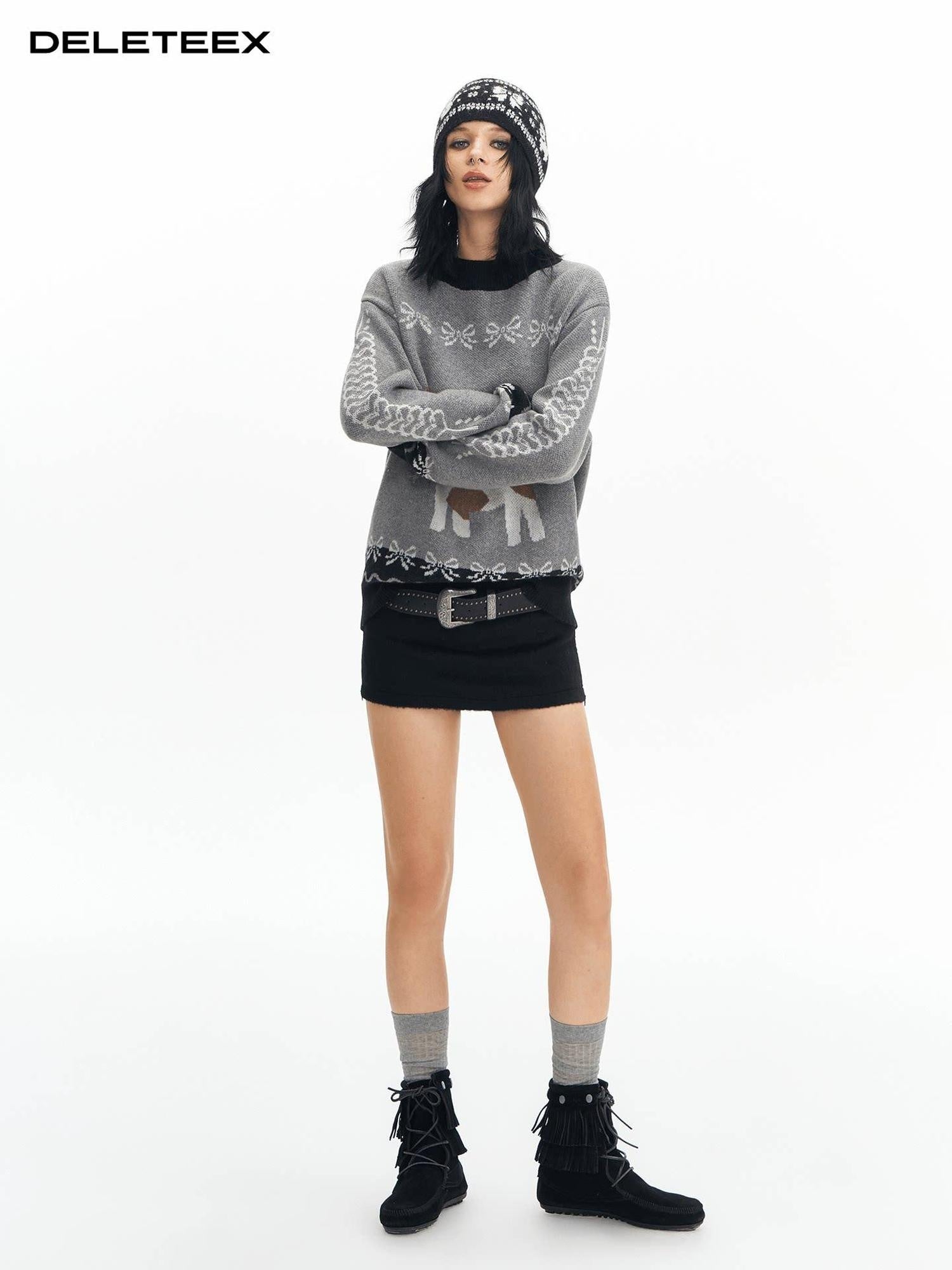 DeleteEx Thermal Nylon Wool Blend Crew Neck Pullover Workwear Long Sleeve Gray Sweaters