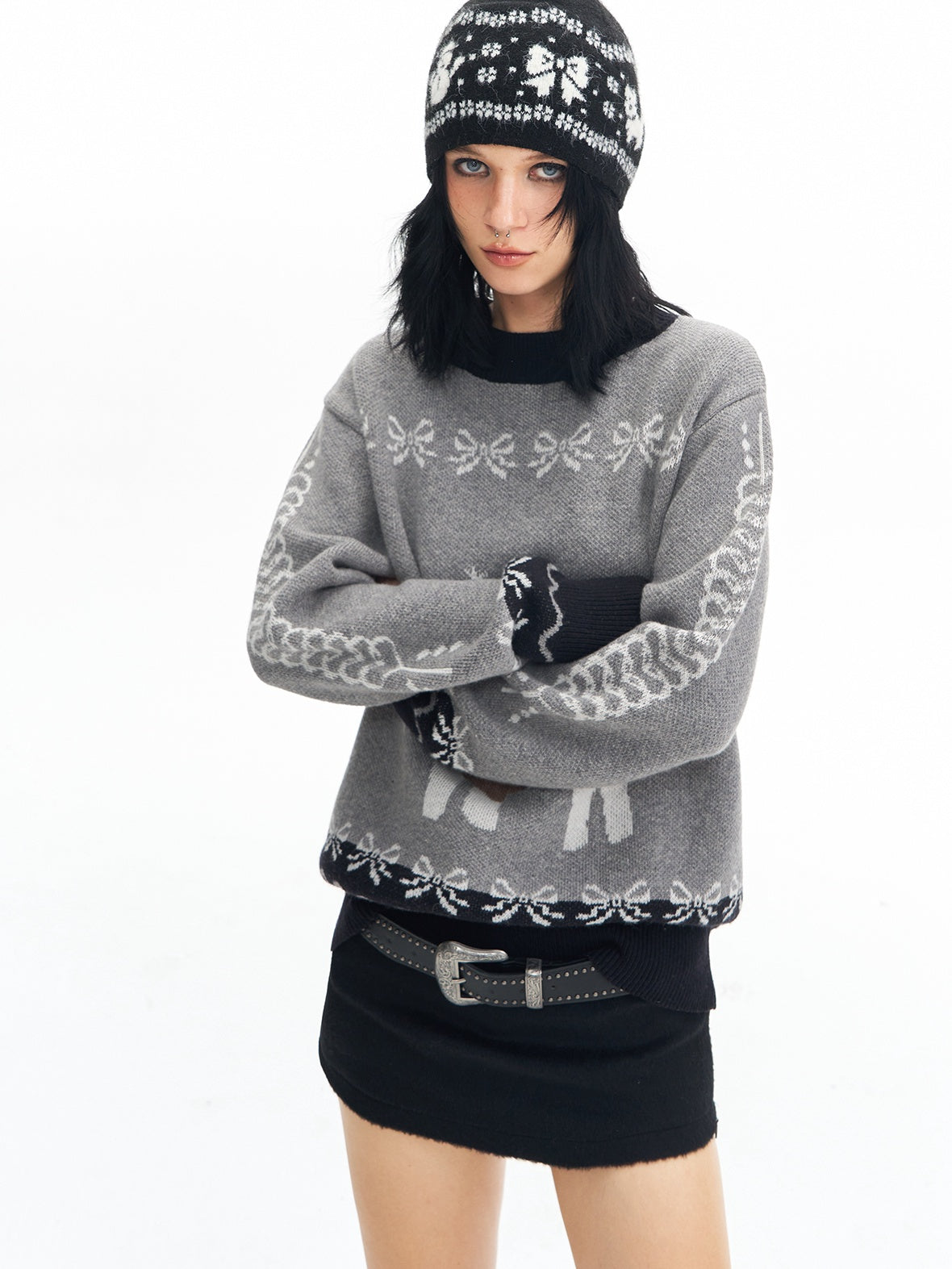 DeleteEx Thermal Nylon Wool Blend Crew Neck Pullover Workwear Long Sleeve Gray Sweaters