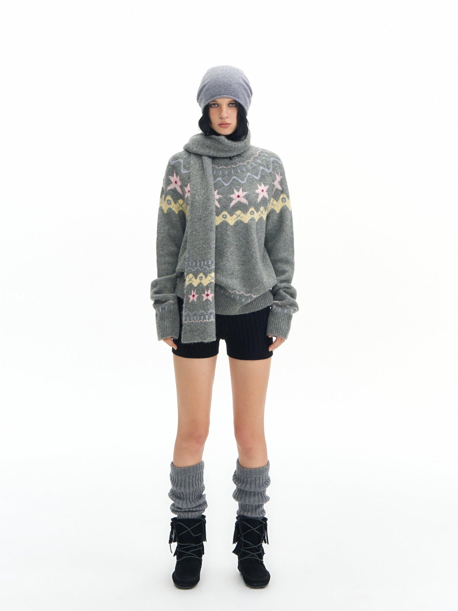DeleteEx Warm Hooded Diamond Knit Pullover Loose Fit Office Women Acrylic Blend Sweaters