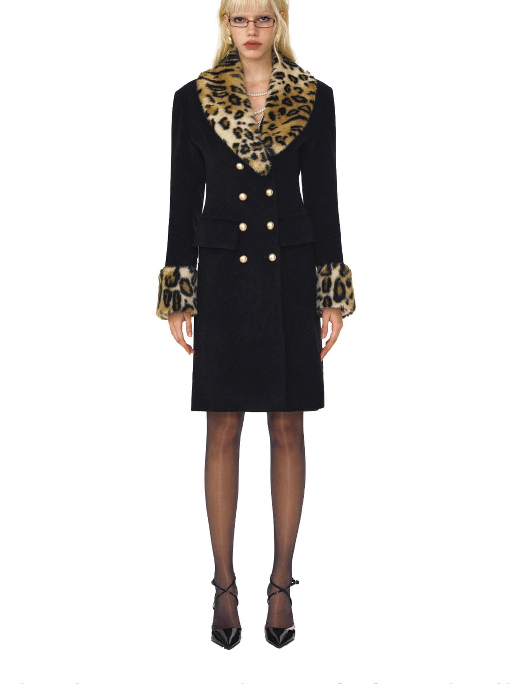 DeleteEx Warm Wool Blend Slim Double Breasted Commuter Coat For Women Black Wool Coats