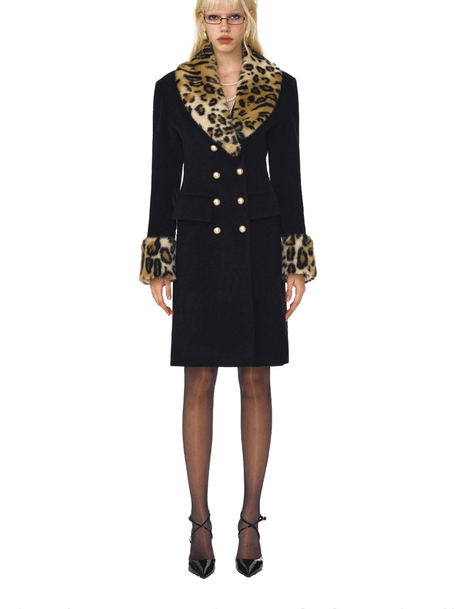DeleteEx Warm Wool Blend Slim Double Breasted Commuter Coat For Women Black Wool Coats