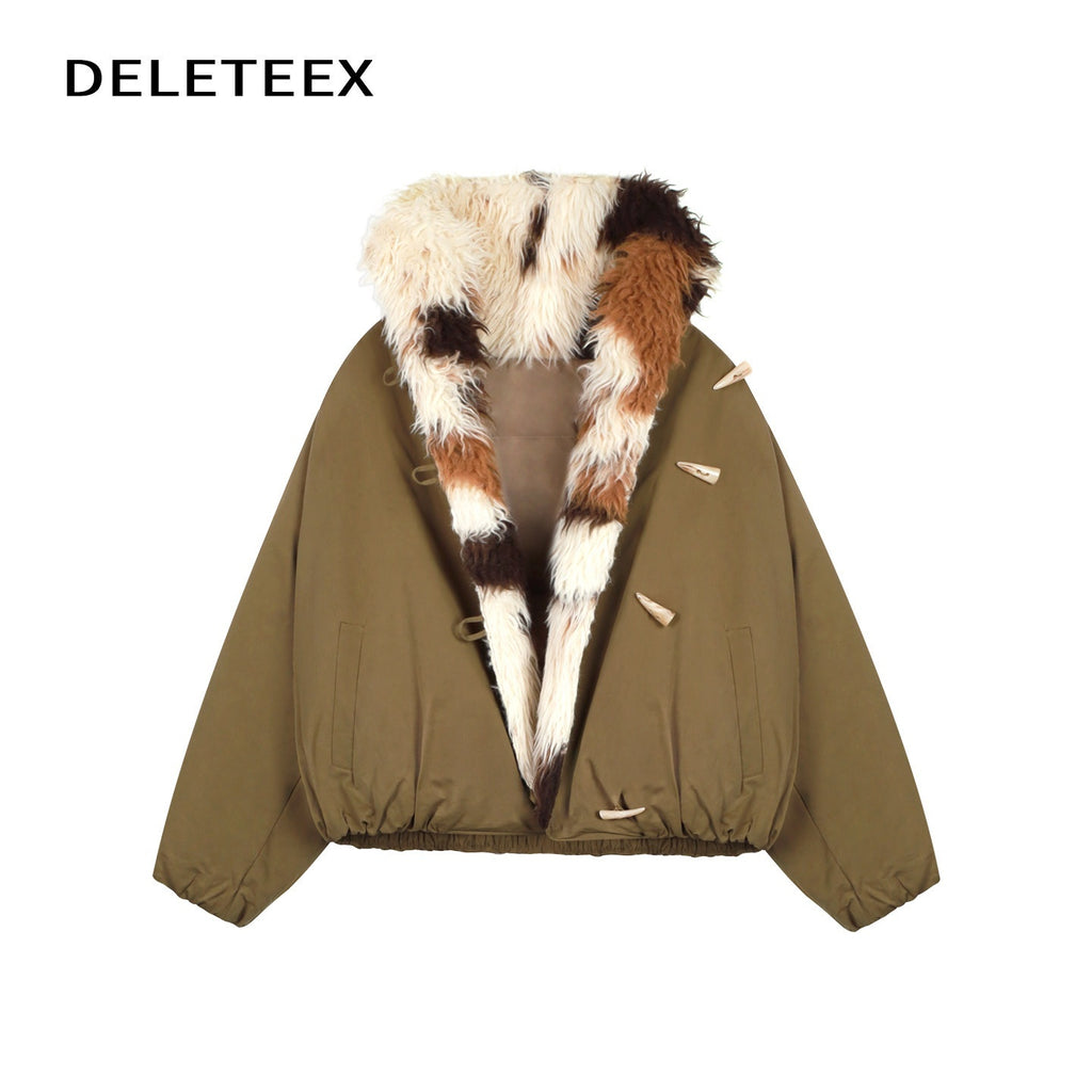 DeleteEx_White_Duck_Down_V-neck_Commuter_Straight_Fit_Army_Green_Down_Jackets_MISSTT