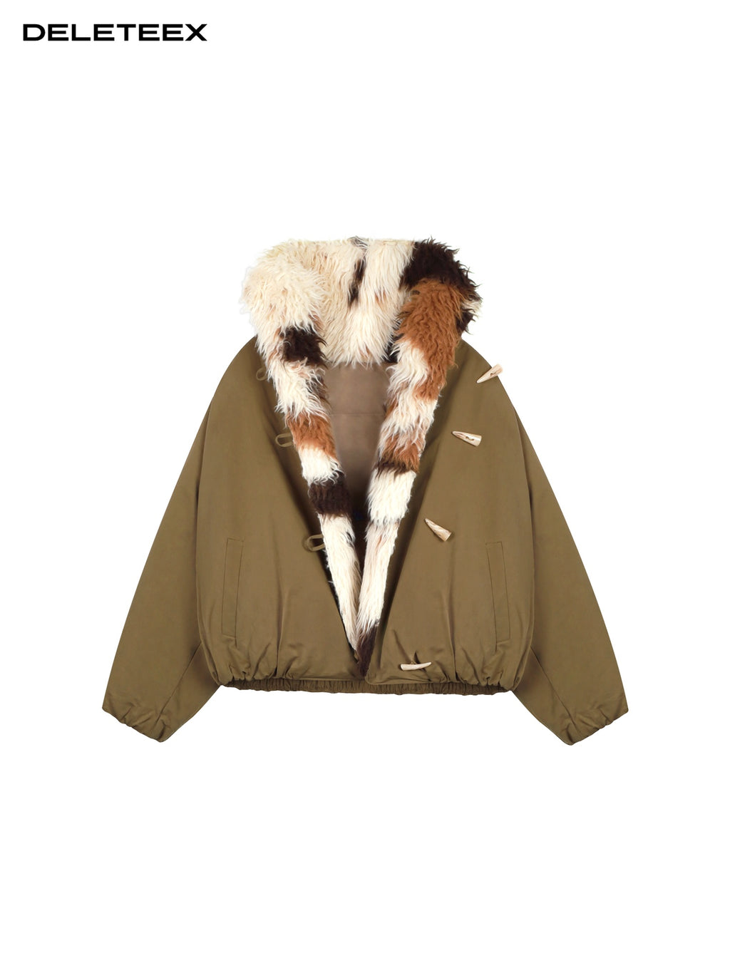 DeleteEx White Duck Down V-neck Commuter Straight Fit Army Green Down Jackets