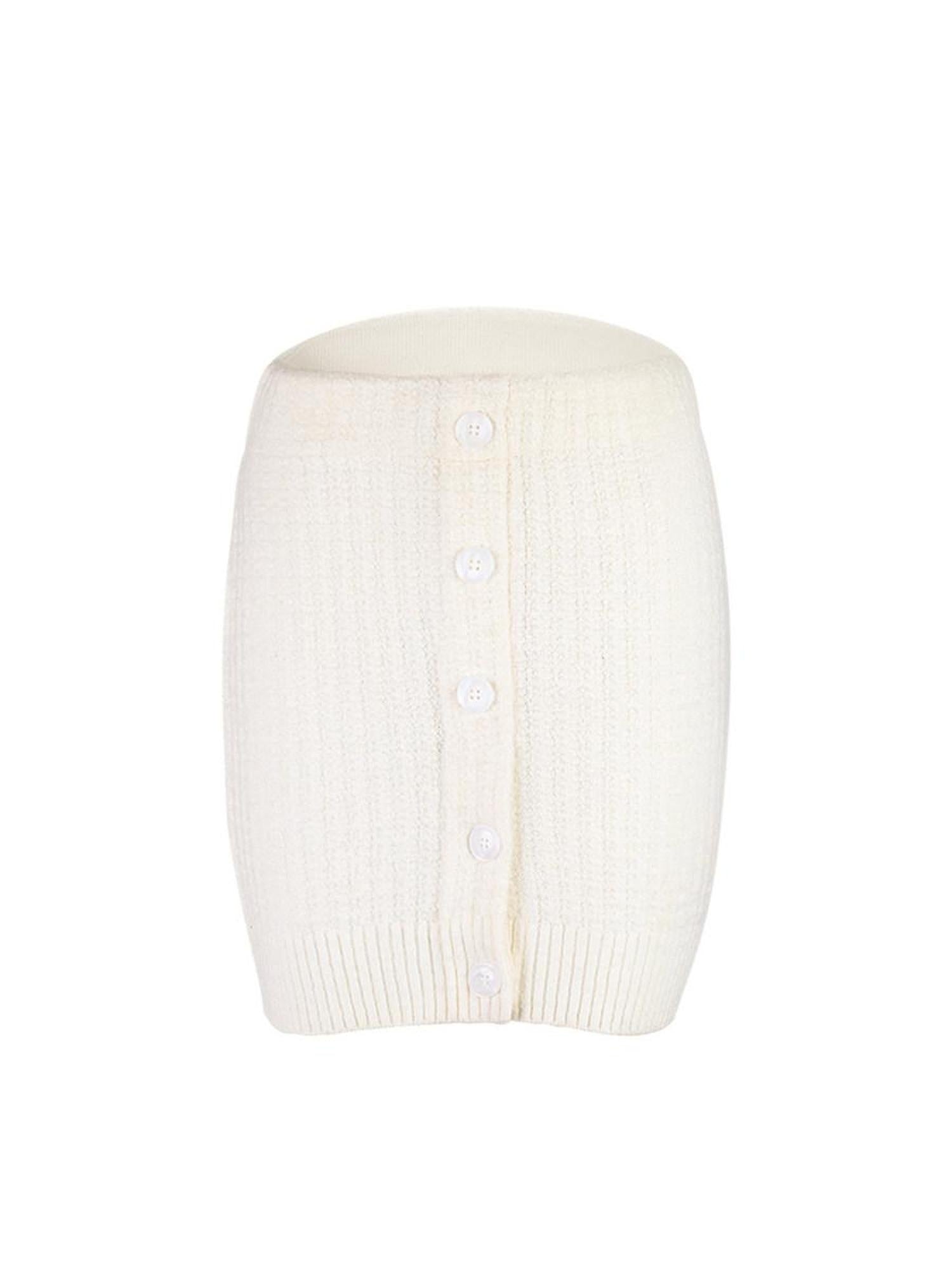 DeleteEx Wool Blend Lined Bow Korean Slim Mid Waist Women Party Pencil Mini Skirts