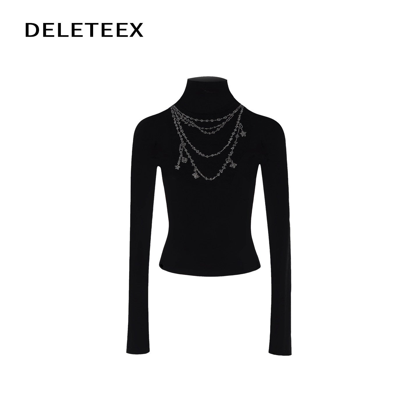 DeleteEx_Wool_Modal_Vintage_Slim_Knit_Rhinestone_Women_Black_Long_Sleeve_T-Shirts_MISSTT