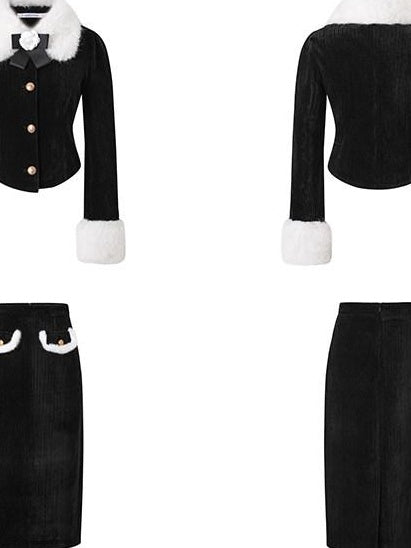 Luamoss Ages 18 To 25 Chic Black And White Tailored Mini Skirt Set Top & Skirt Sets