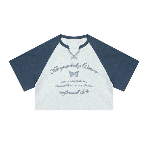 Luamoss_Animal_Print_V-neck_Fitted_Raglan_Tee_Blue_Gray_Basic_Crop_Tops_MISSTT