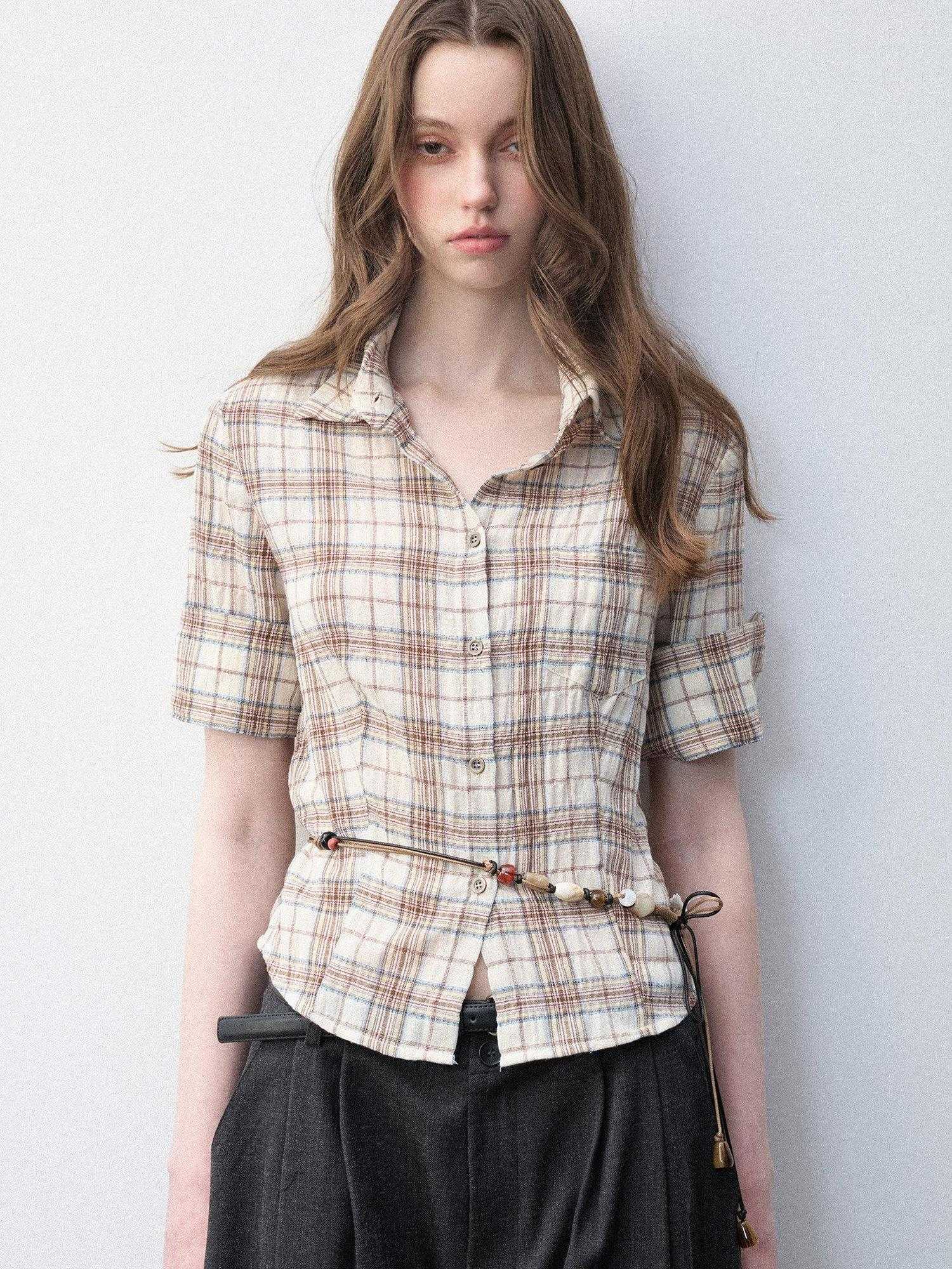 Luamoss Breathable 100 Percent Cotton Vintage Straight Fit Plaid Women Shirts