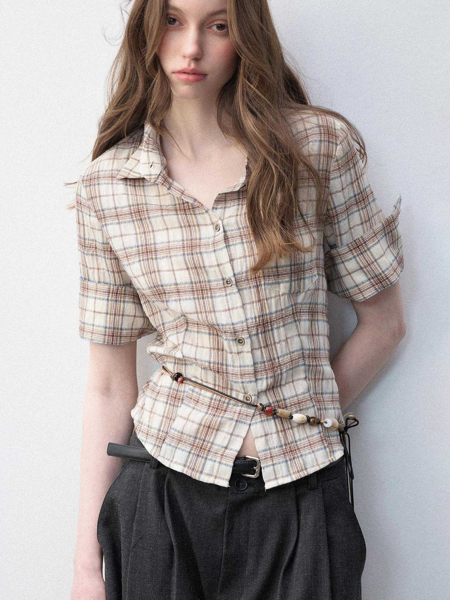 Luamoss Breathable 100 Percent Cotton Vintage Straight Fit Plaid Women Shirts