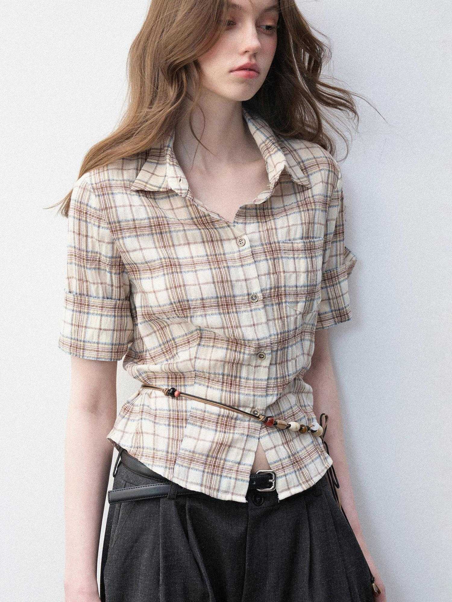 Luamoss Breathable 100 Percent Cotton Vintage Straight Fit Plaid Women Shirts