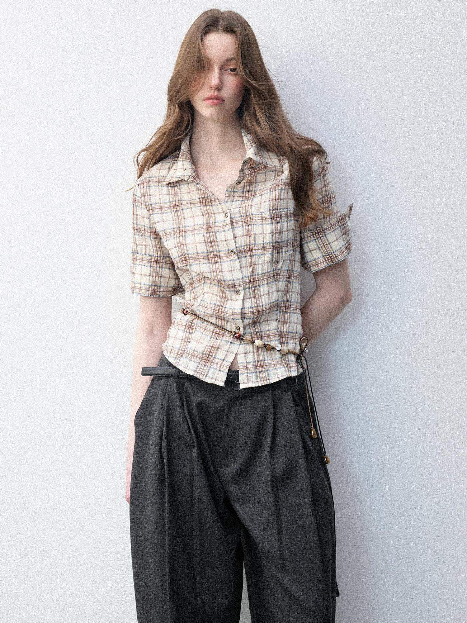 Luamoss Breathable 100 Percent Cotton Vintage Straight Fit Plaid Women Shirts