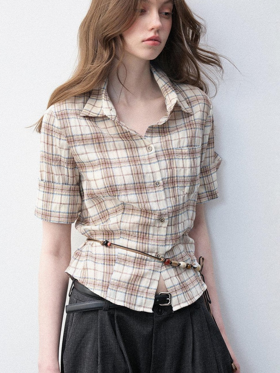 Luamoss Breathable 100 Percent Cotton Vintage Straight Fit Plaid Women Shirts