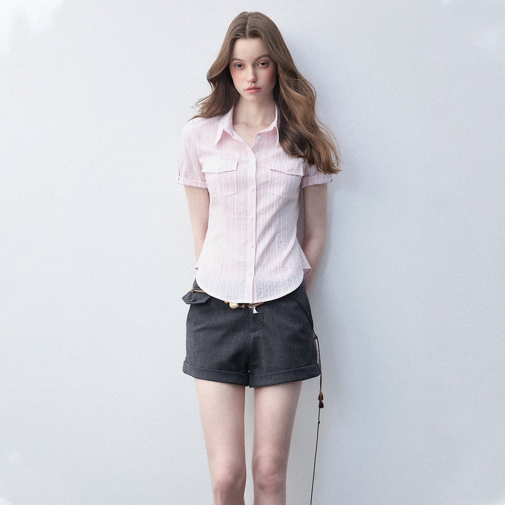 Luamoss_Breathable_Pure_Cotton_Slim_Fit_Casual_Striped_Collared_For_Women_Pink_Shirts_MISSTT