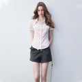 Luamoss_Breathable_Pure_Cotton_Slim_Fit_Casual_Striped_Collared_For_Women_Pink_Shirts_MISSTT