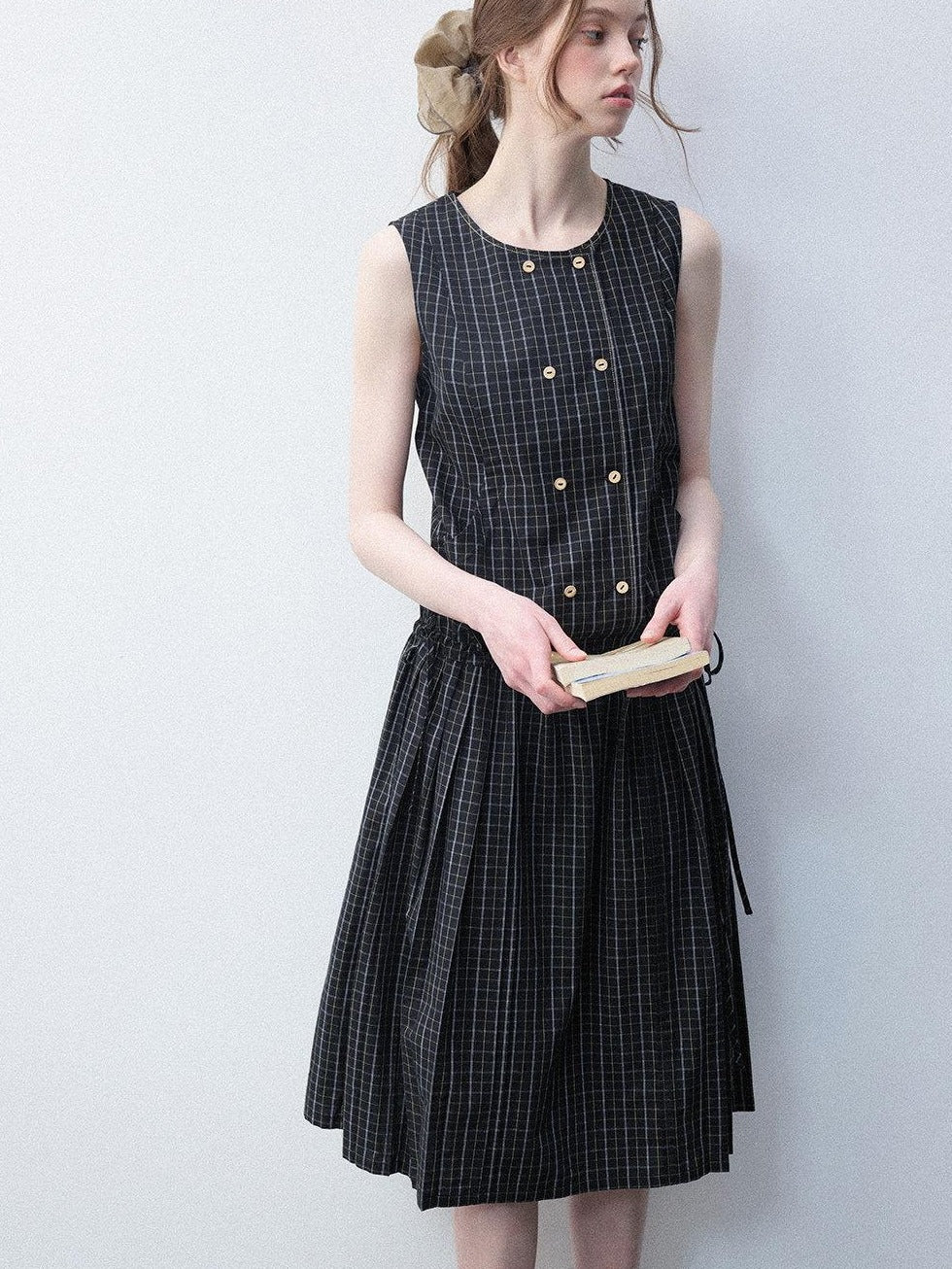 Luamoss Breathable Pure Cotton Tie Waist Korean H Line Loose Fit Casual Midi Dresses