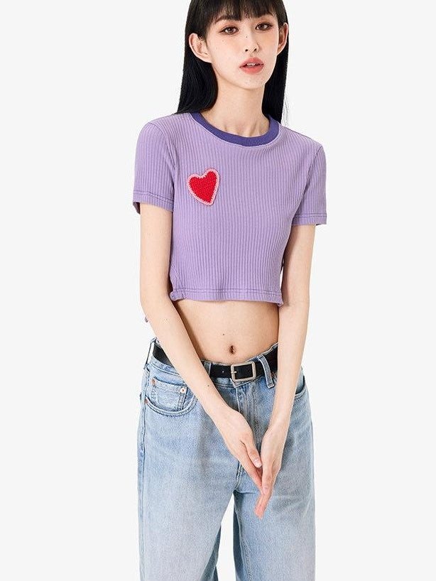 Luamoss Breathable Slim Fit Short Sleeve Round Neck Solid Women T Shirt Basic Crop Tops