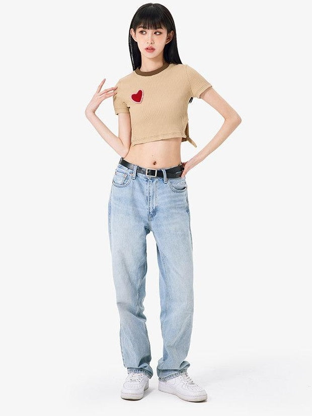 Luamoss Breathable Slim Fit Short Sleeve Round Neck Solid Women T Shirt Basic Crop Tops