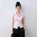 Luamoss_Cherry_Blossom_Pink_Eco_Recycled_V-neck_Flirty_Short_Sleeve_Regular_Fit_Polos_MISSTT