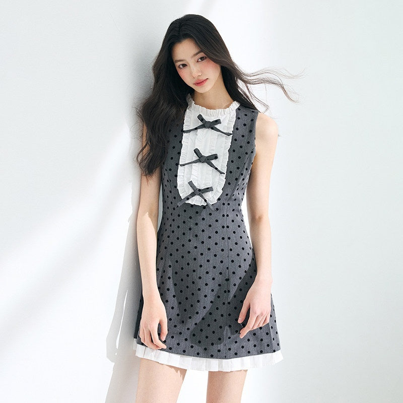 Luamoss_Cinched_Waist_Polka_Dot_A_Line_Sleeveless_Round_Neck_Gray_Mini_Dresses_MISSTT