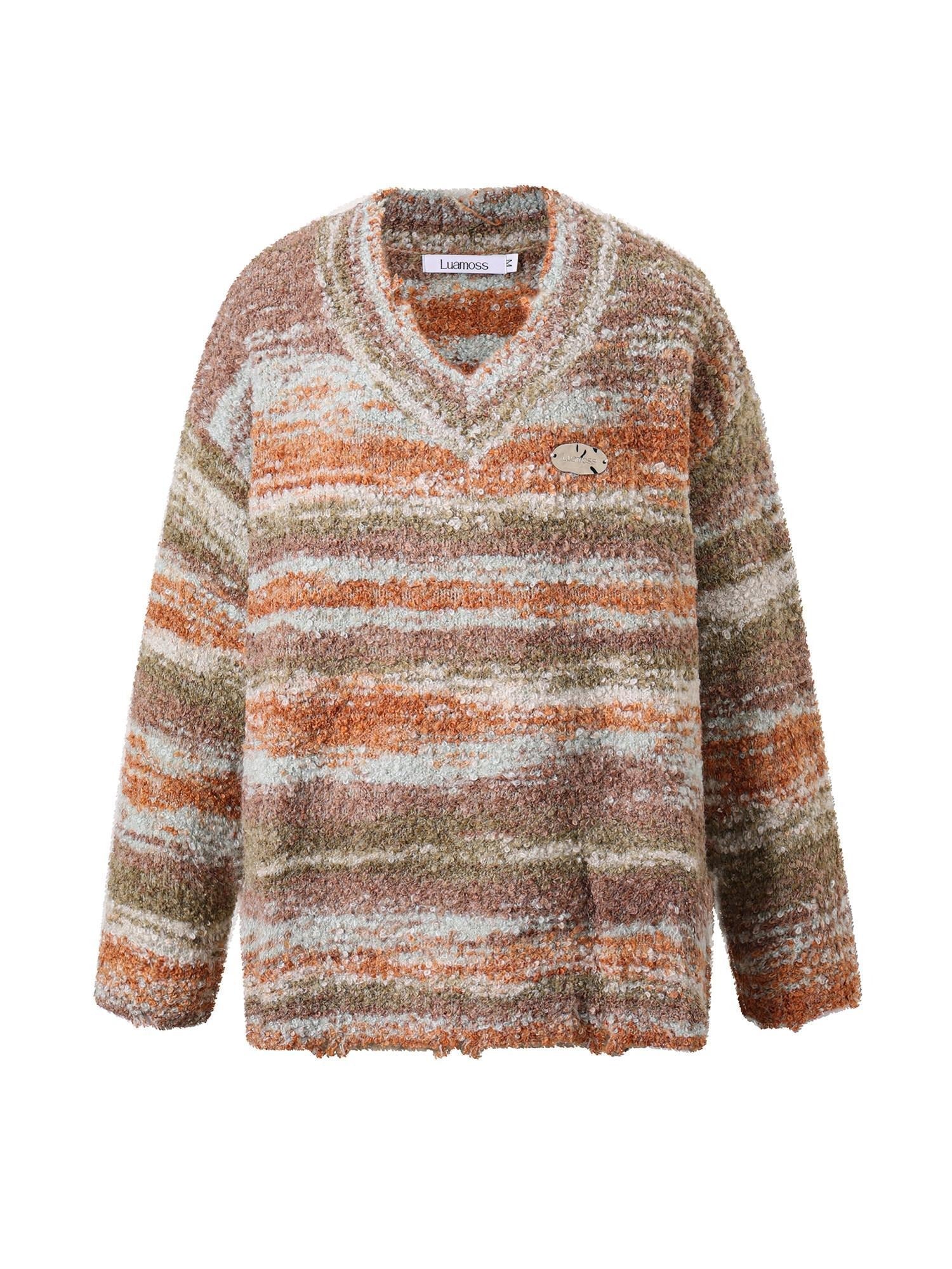 Luamoss Cozy Colorblock Workwear Long Sleeve Pullover Regular Fit Knit Women Sweaters