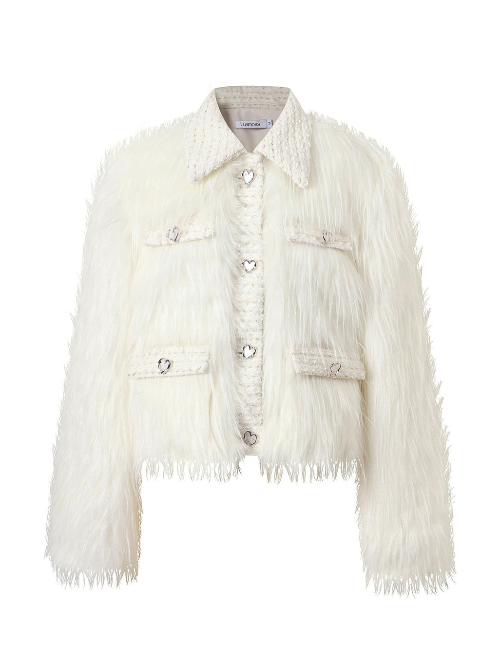 Luamoss Cozy Plush Warm Workwear Cropped Women Office White Gray S M L Faux Fur Coats
