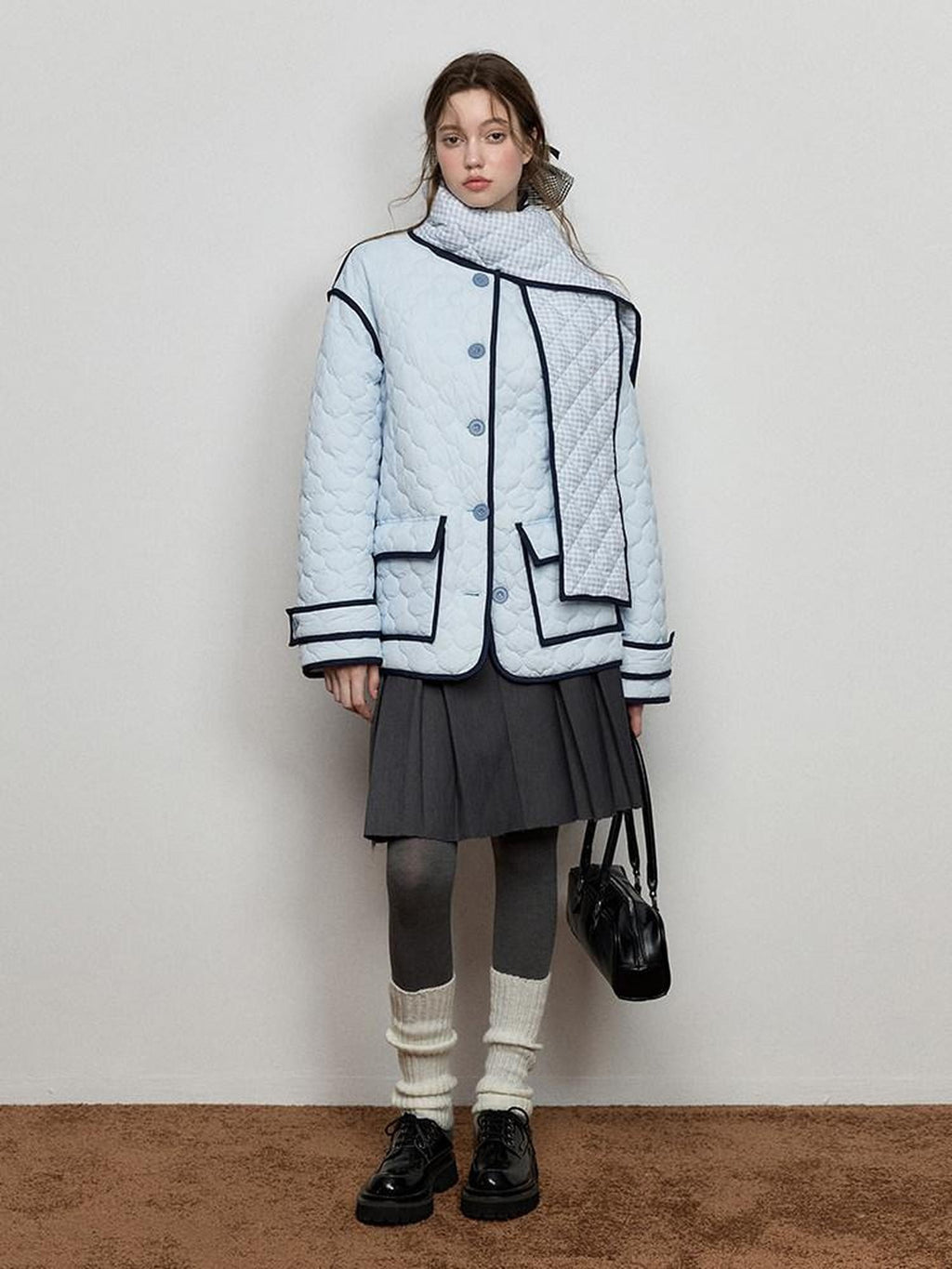 Luamoss Insulated Commuter Relaxed Fit Hoodless Solid Sky Blue Puffer Jackets