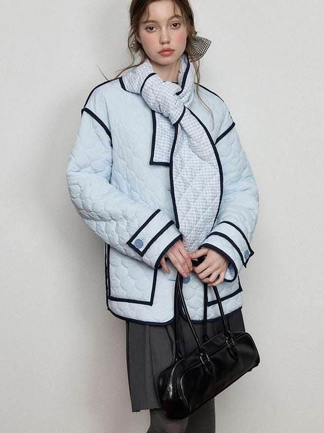 Luamoss Insulated Commuter Relaxed Fit Hoodless Solid Sky Blue Puffer Jackets