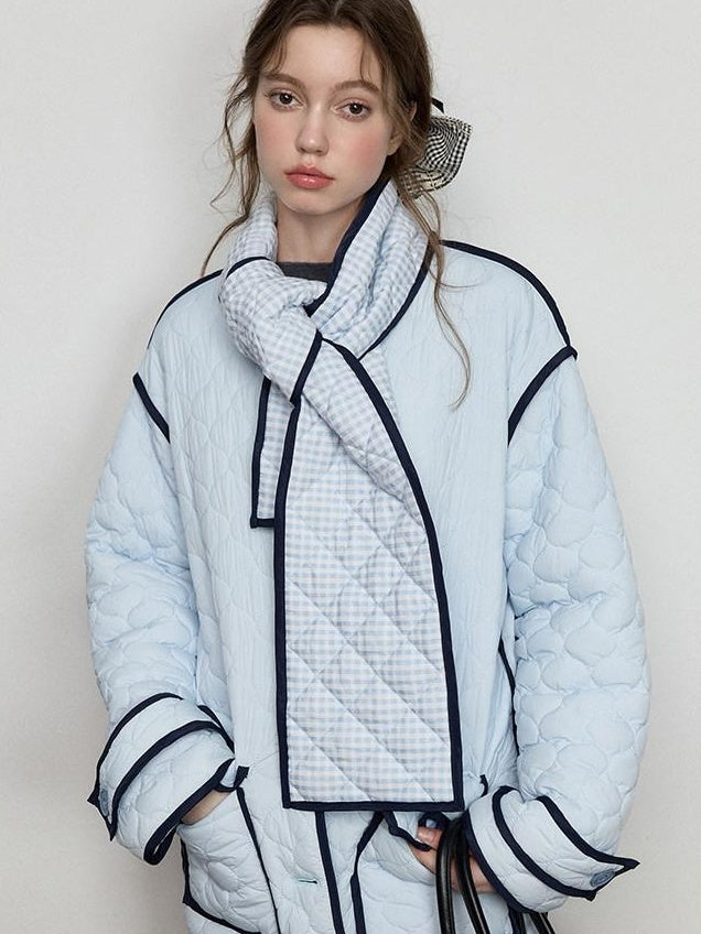 Luamoss Insulated Commuter Relaxed Fit Hoodless Solid Sky Blue Puffer Jackets