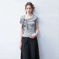 Luamoss_Lyocell_Slim_Fit_Casual_Women_Elephant_Gray_Stretch_Short_Sleeve_T-Shirts_MISSTT