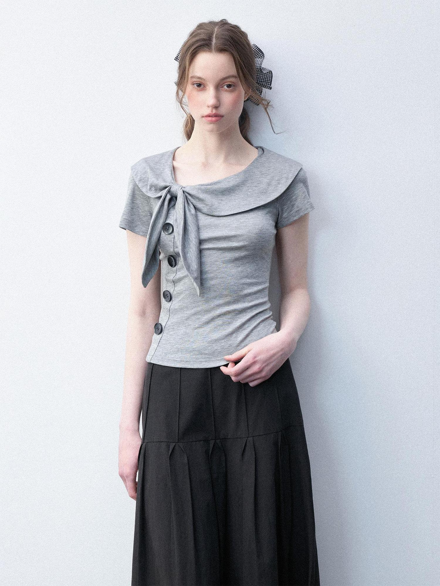 Luamoss Lyocell Slim Fit Casual Women Elephant Gray Stretch Short Sleeve T-Shirts