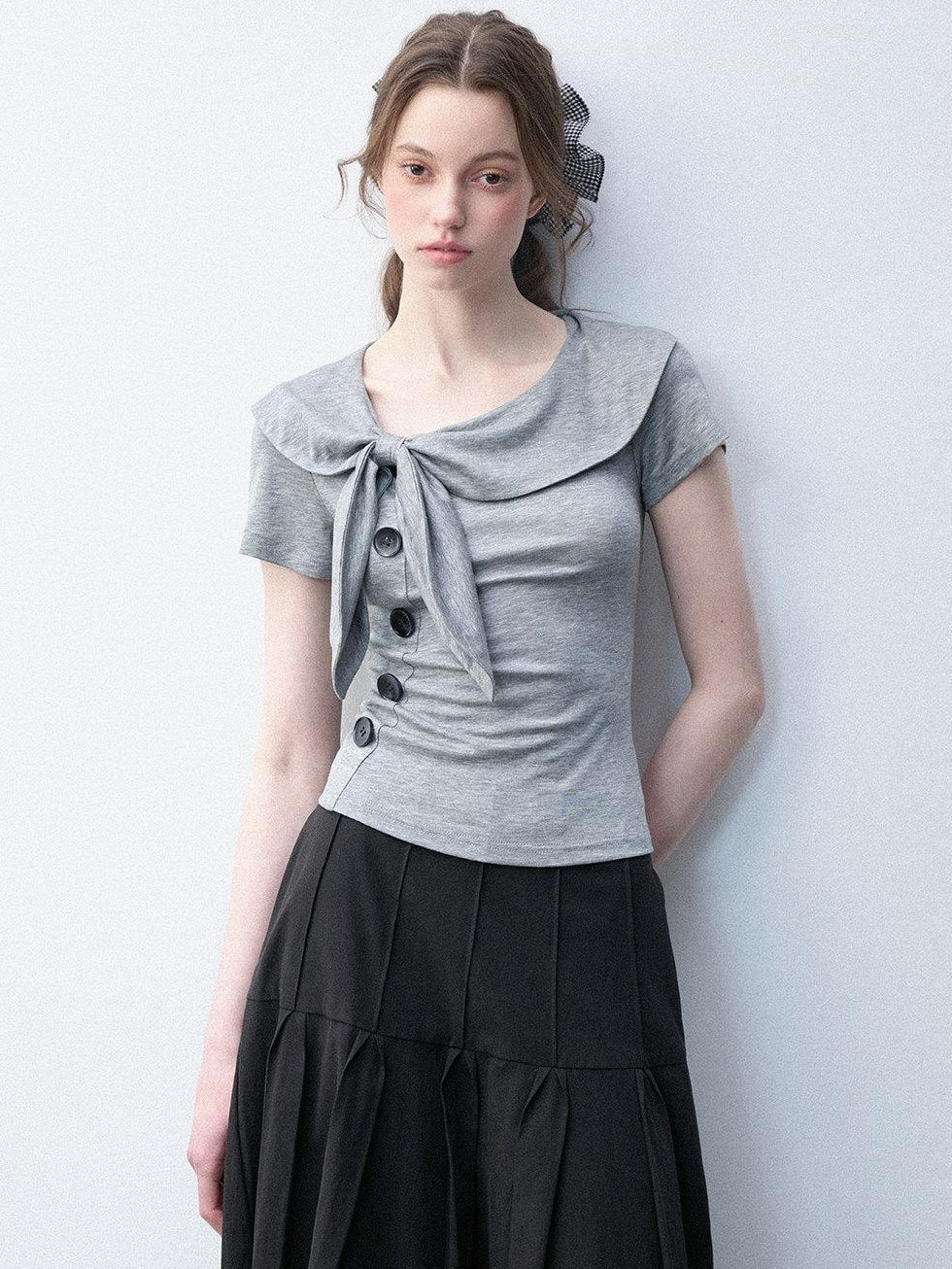 Luamoss Lyocell Slim Fit Casual Women Elephant Gray Stretch Short Sleeve T-Shirts