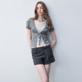 Luamoss_Lyocell_Slim_Fit_Faux_Layer_V-neck_Tie_Crop_Striped_Women_Short_Sleeve_T-Shirts_MISSTT