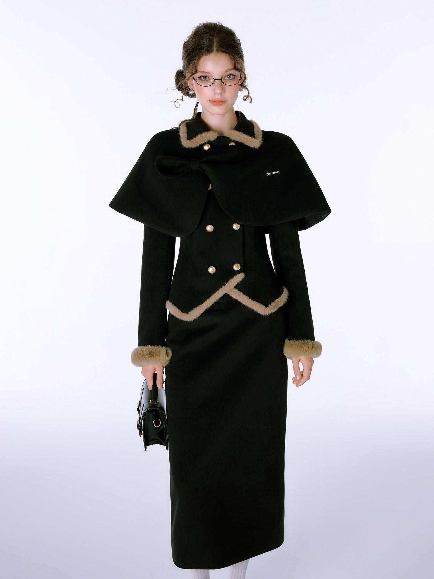 Luamoss Polyester Long Sleeve Notched Collar Casual Women Two Piece Top & Skirt Sets