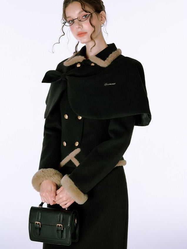 Luamoss Polyester Long Sleeve Notched Collar Casual Women Two Piece Top & Skirt Sets