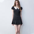 Luamoss_Rayon_Puff_Sleeve_Shirt_Dress_Doll_Collar_Slim_College_Starry_Black_Mini_Dresses_MISSTT