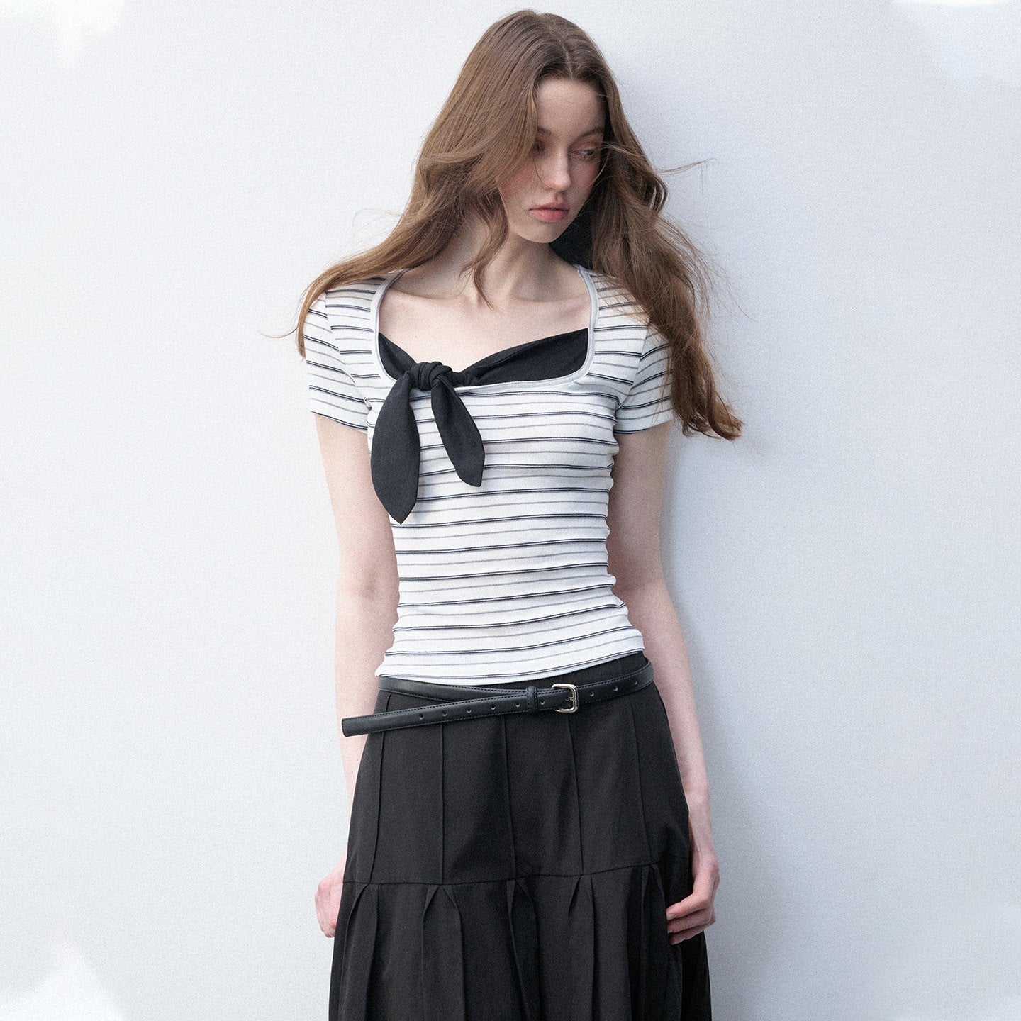 Luamoss_Recycled_Slim_Square_Neck_White_Striped_Women_Short_Sleeve_T-Shirts_MISSTT