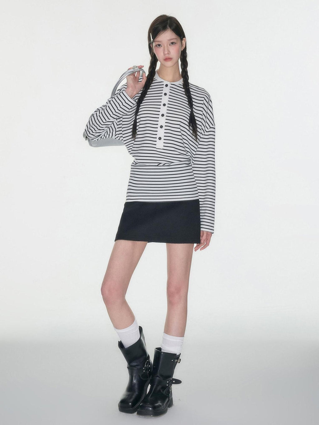 Luamoss Shape Retaining Lined Korean High Waist Pencil Side Zipper Black Mini Skirts