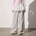 Luamoss_Simple_Sweet_Straight_Leg_Lace_Trim_Pleated_Loose_Fit_Ivory_Gray_Chinos_MISSTT