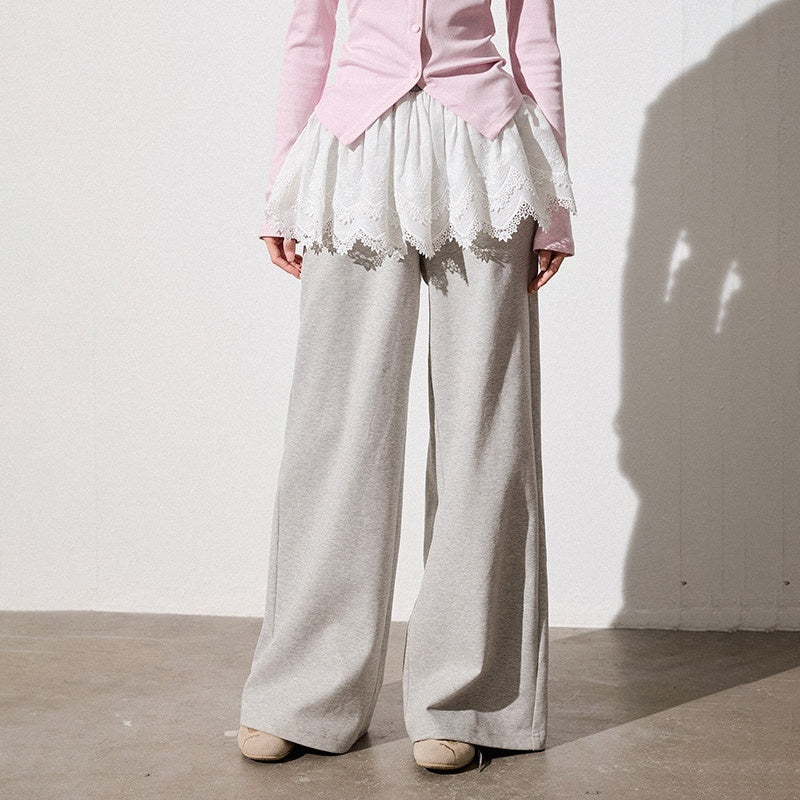 Luamoss_Simple_Sweet_Straight_Leg_Lace_Trim_Pleated_Loose_Fit_Ivory_Gray_Chinos_MISSTT