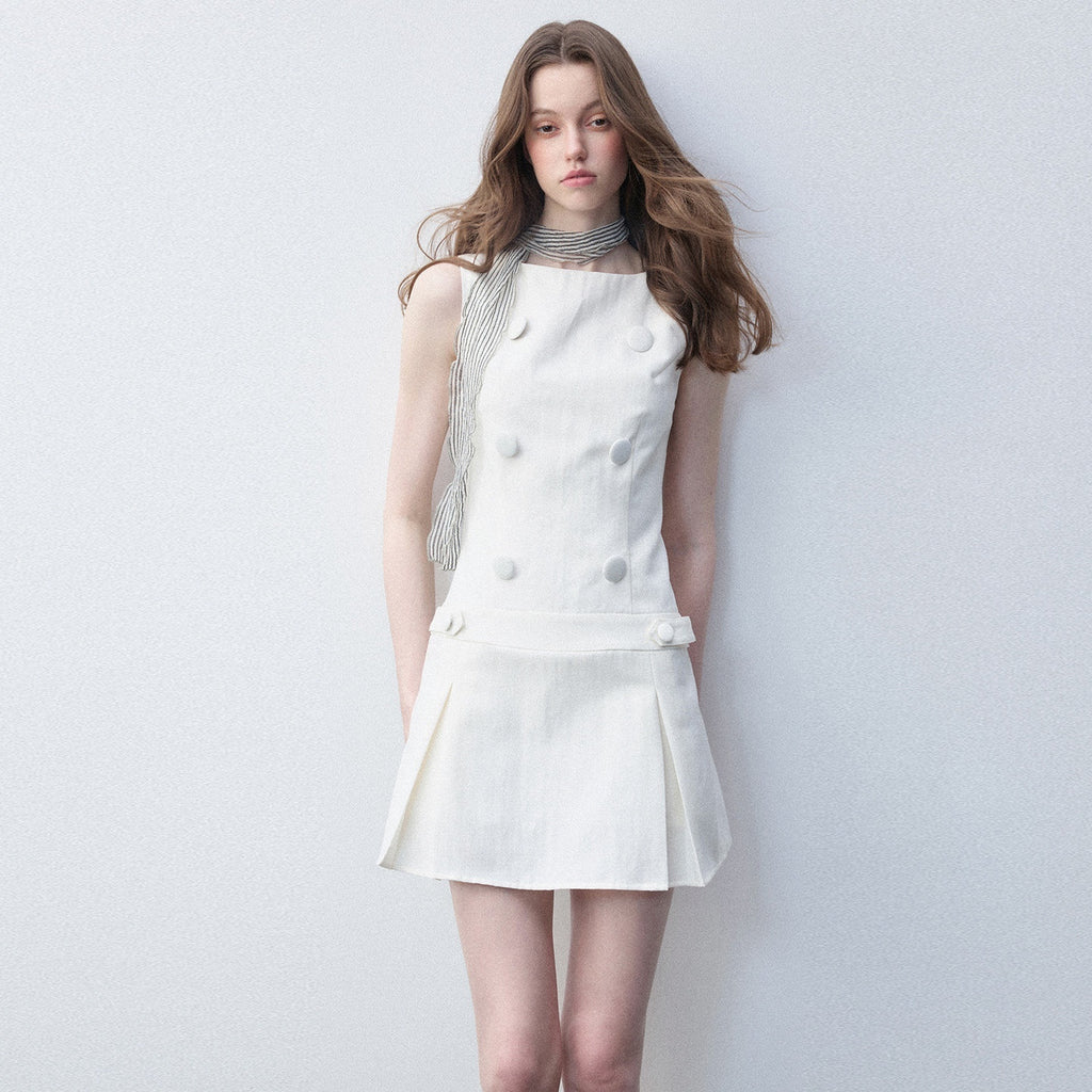 Luamoss_Tencel_Slim_H_Silhouette_Frog_Button_Workwear_For_Women_Mini_Dresses_MISSTT