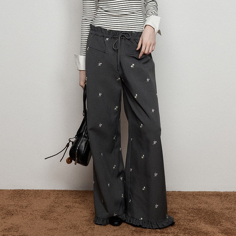Luamoss_Versatile_Low_Rise_Drawstring_Ruched_Embroidered_Gray_Women_Wide_Leg_Pants_MISSTT