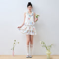 Luamoss_White_Floral_V-neck_Tiered_Sleeveless_Korean_Loose_Waist_Mini_Dresses_MISSTT