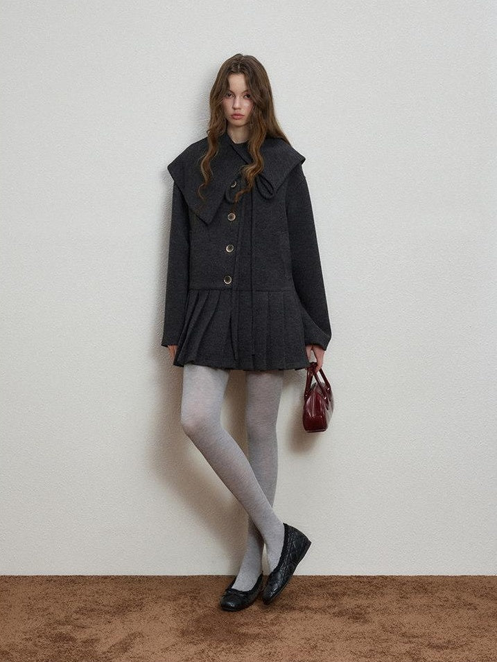 Luamoss Wool Blend Casual Loose Midlength Single Button Women Deep Space Gray Wool Coats