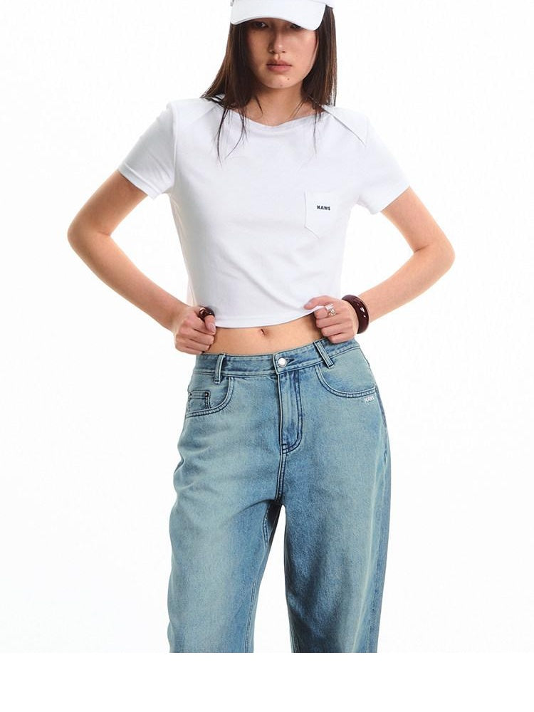 NAWSNOTAWEAR 100 Percent Cotton Loose Fit Short Sleeve Women Cropped Casual Basic Crop Tops