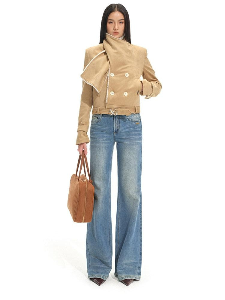 NAWSNOTAWEAR 5Cm Lift Casual Natural Waist Stretch Women Prussian Blue Straight Leg Jeans