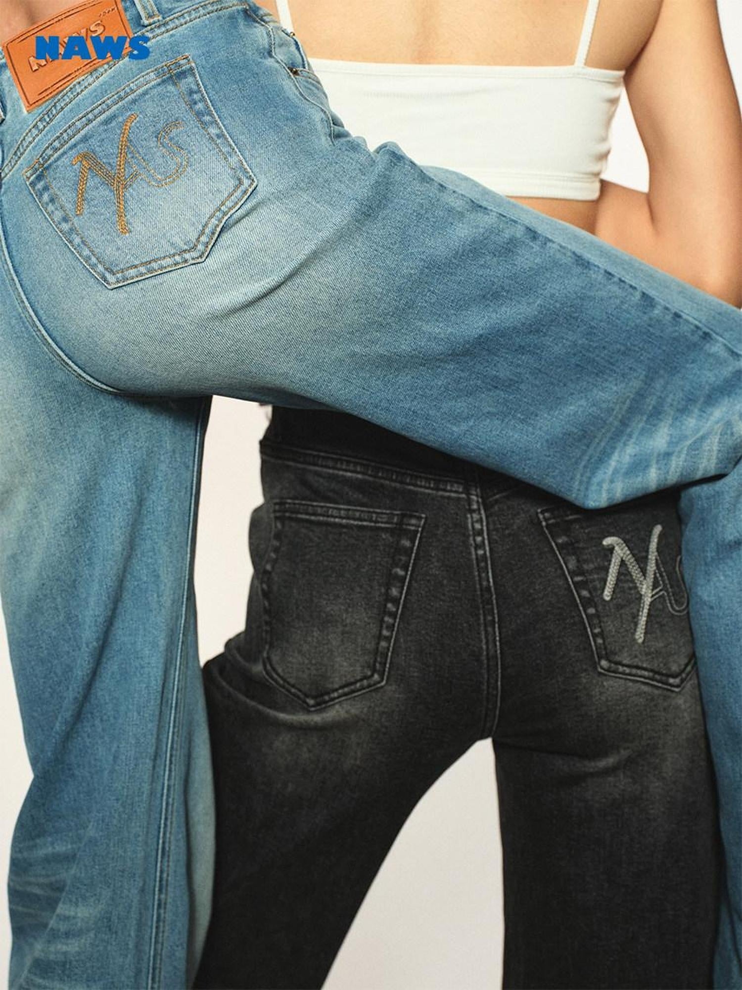 NAWSNOTAWEAR 5Cm Lift Casual Natural Waist Stretch Women Prussian Blue Straight Leg Jeans