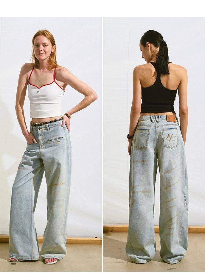 NAWSNOTAWEAR 5Cm Rise Minimalist Natural Waist Relaxed Glacier Blue Straight Leg Jeans