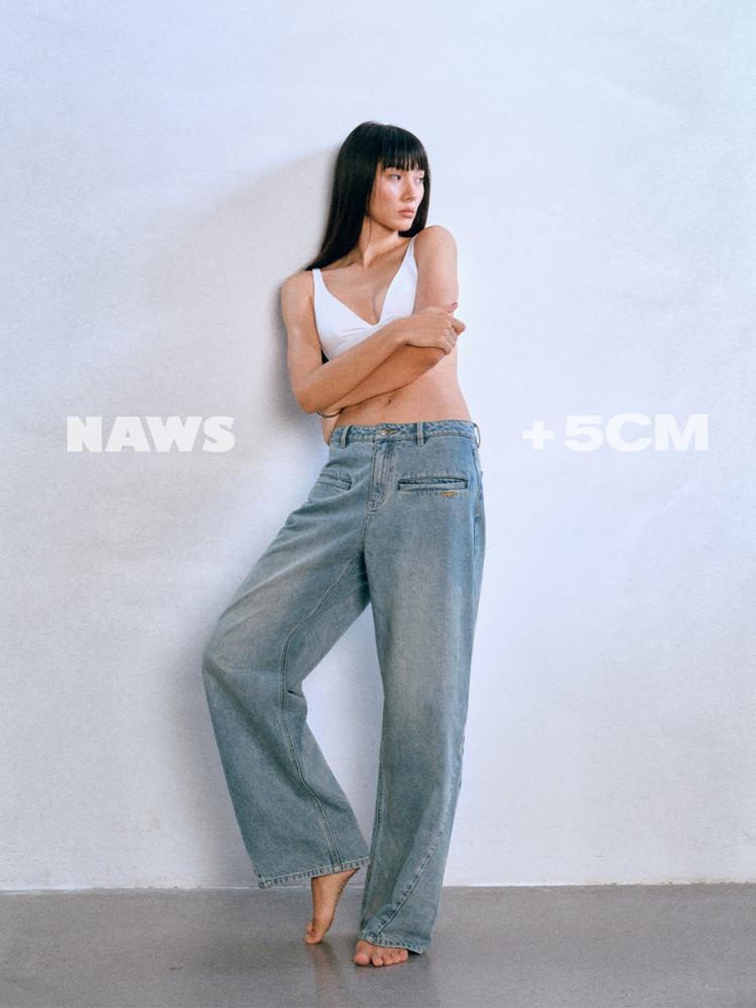 NAWSNOTAWEAR 5Cm Rise Minimalist Natural Waist Relaxed Glacier Blue Straight Leg Jeans