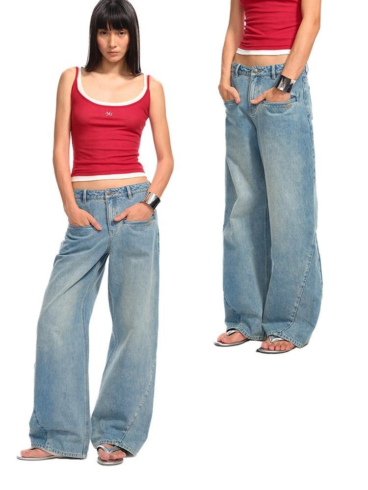 NAWSNOTAWEAR 5Cm Rise Minimalist Natural Waist Relaxed Glacier Blue Straight Leg Jeans